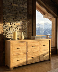 Bahut ND-09 en ambiance chalet montagne moderne chic vue Alpes