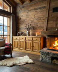 Bahut T139BIS ambiance chalet montagne cheminée pierre