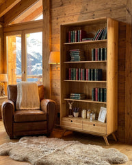 Bibliothèque CA-23 dans un salon chalet montagne