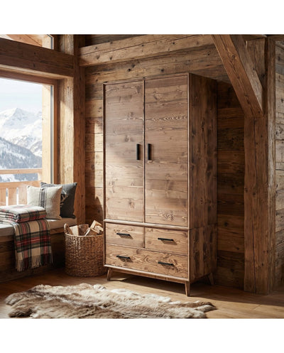 ARMOIRE 2 PORTES 3 TIROIRS