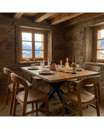 TABLE CARREE TULTAC-130 - salle à manger chalet bois