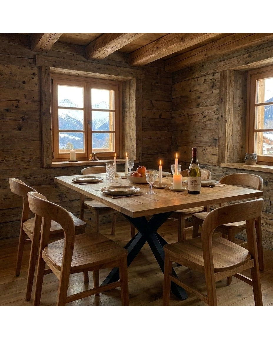 TABLE CARREE TULTAC-130 - salle à manger chalet bois