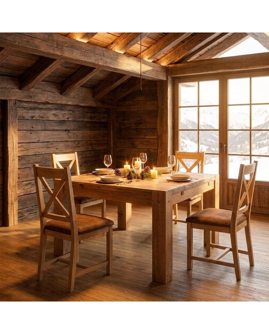 TABLE CARREE LODTAC-120 - salle à manger chalet