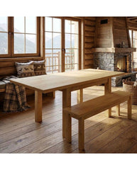 Banc T215 devant table T254 dans un chalet montagne