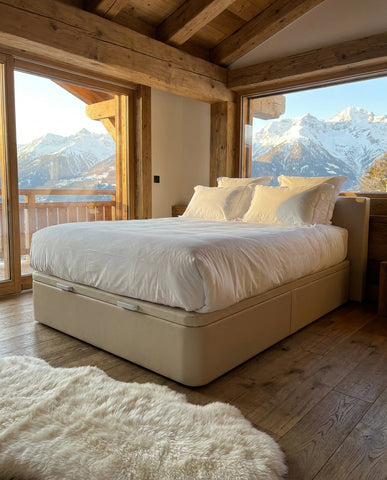 Sommier coffre Living Flex dans une chambre chalet alpin