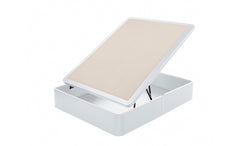 Sommier coffre Living ouvert - Simili cuir blanc
