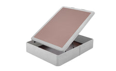 Sommier coffre Living ouvert - Microfibre gris clair