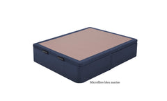 Sommier coffre Living - Microfibre bleu marine