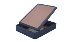 Sommier coffre Living ouvert - Microfibre bleu marine