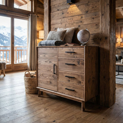 BAHUT BAS 1 PORTE 4 TIROIRS