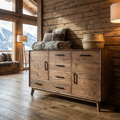 BAHUT BAS 2 PORTES 5 TIROIRS