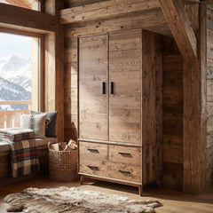 ARMOIRE 2 PORTES 3 TIROIRS