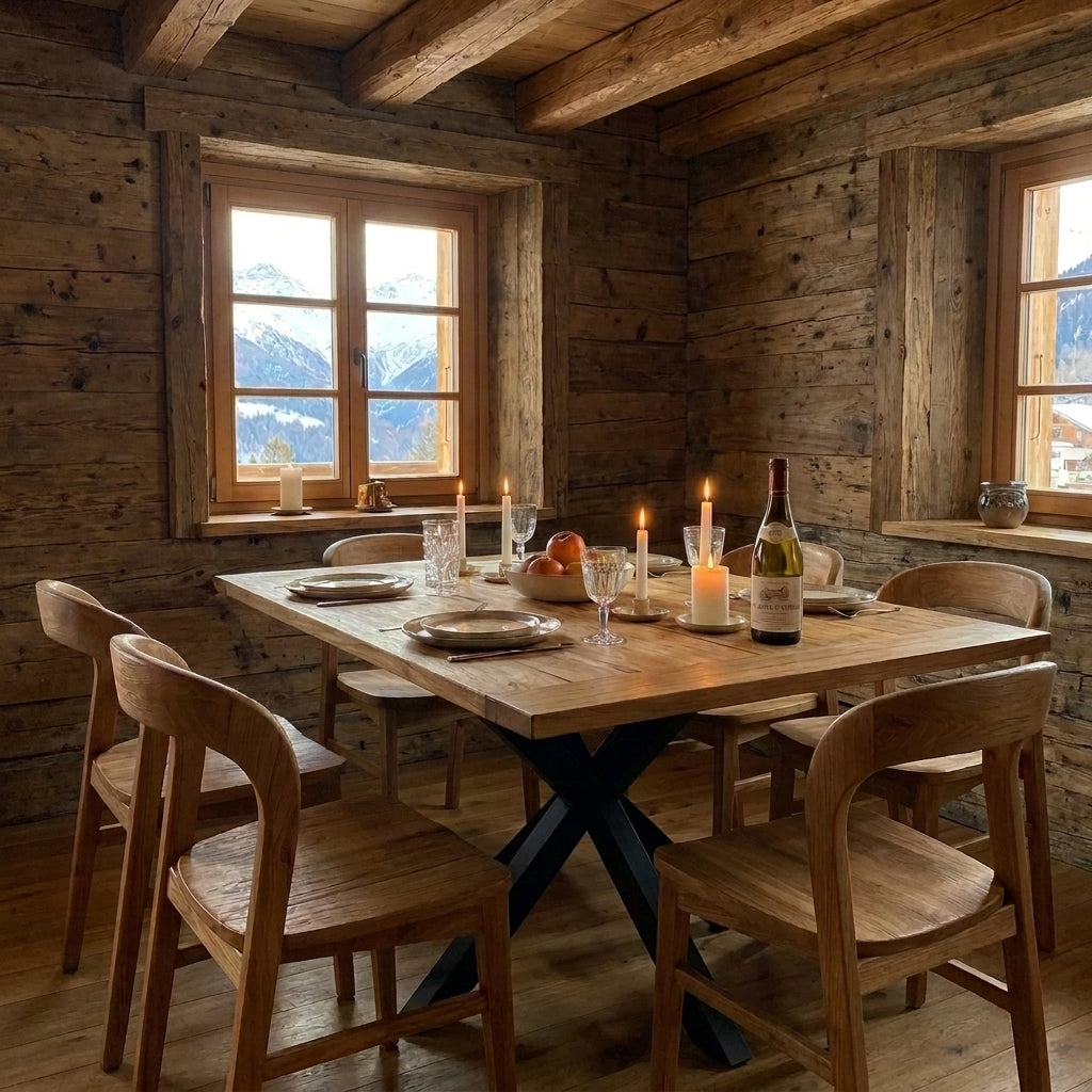 TABLE CARREE TULTAC-130 - salle à manger chalet bois